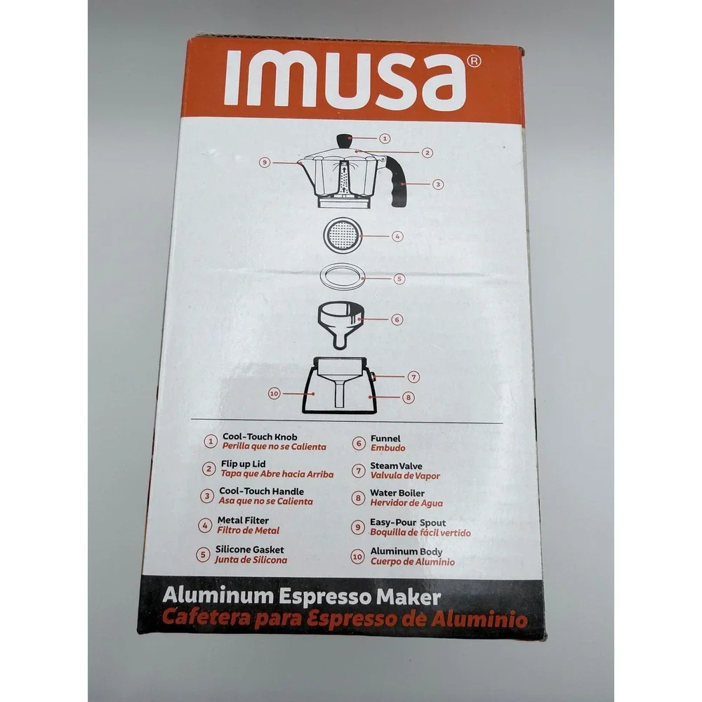 IMUSA Aluminum Stovetop Espresso Maker 3 Cup Moka Pot Silver B120-22017M